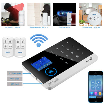 W2B Домашна охранителна алармена система Wifi GSM аларма Интерком Дистанционно управление Автоматично набиране 433MHz Детектори IOS Android Tuya APP Control
