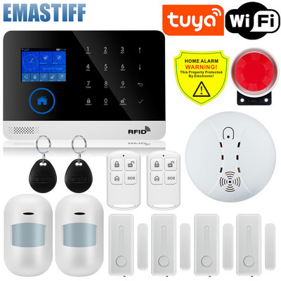 W2B namų apsaugos signalizacijos sistema Wifi GSM signalizacija domofono nuotolinio valdymo pultas automatinis rinkimas 433MHz detektoriai IOS Android Tuya APP valdymas