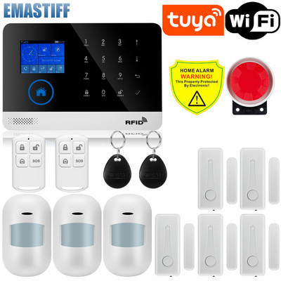 W2B namų apsaugos signalizacijos sistema Wifi GSM signalizacija domofono nuotolinio valdymo pultas automatinis rinkimas 433MHz detektoriai IOS Android Tuya APP valdymas