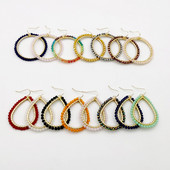 „Wgoud Bohemian“ rankų darbo karoliukai, apvalūs, ašariniai lašai, auskarai moterims „Femme Fashion“ stiklo karoliukai, austi geometriniai kabantys auskarai, dovana