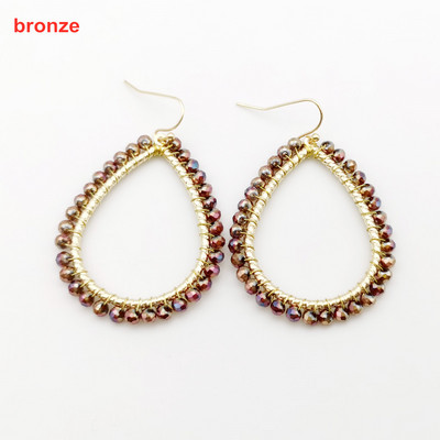 „Wgoud Bohemian“ rankų darbo karoliukai, apvalūs, ašariniai lašai, auskarai moterims „Femme Fashion“ stiklo karoliukai, austi geometriniai kabantys auskarai, dovana