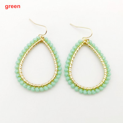 „Wgoud Bohemian“ rankų darbo karoliukai, apvalūs, ašariniai lašai, auskarai moterims „Femme Fashion“ stiklo karoliukai, austi geometriniai kabantys auskarai, dovana