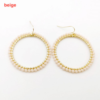 „Wgoud Bohemian“ rankų darbo karoliukai, apvalūs, ašariniai lašai, auskarai moterims „Femme Fashion“ stiklo karoliukai, austi geometriniai kabantys auskarai, dovana