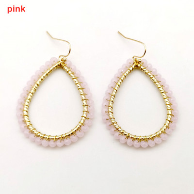 „Wgoud Bohemian“ rankų darbo karoliukai, apvalūs, ašariniai lašai, auskarai moterims „Femme Fashion“ stiklo karoliukai, austi geometriniai kabantys auskarai, dovana