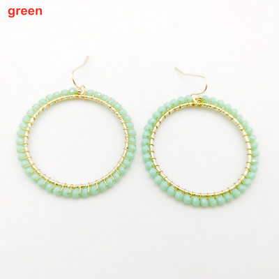 „Wgoud Bohemian“ rankų darbo karoliukai, apvalūs, ašariniai lašai, auskarai moterims „Femme Fashion“ stiklo karoliukai, austi geometriniai kabantys auskarai, dovana