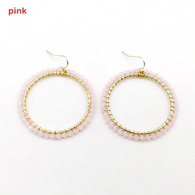 „Wgoud Bohemian“ rankų darbo karoliukai, apvalūs, ašariniai lašai, auskarai moterims „Femme Fashion“ stiklo karoliukai, austi geometriniai kabantys auskarai, dovana