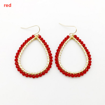 „Wgoud Bohemian“ rankų darbo karoliukai, apvalūs, ašariniai lašai, auskarai moterims „Femme Fashion“ stiklo karoliukai, austi geometriniai kabantys auskarai, dovana