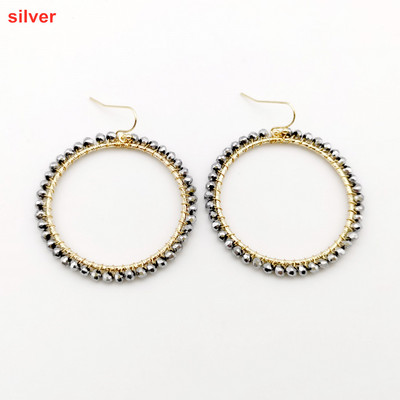 „Wgoud Bohemian“ rankų darbo karoliukai, apvalūs, ašariniai lašai, auskarai moterims „Femme Fashion“ stiklo karoliukai, austi geometriniai kabantys auskarai, dovana