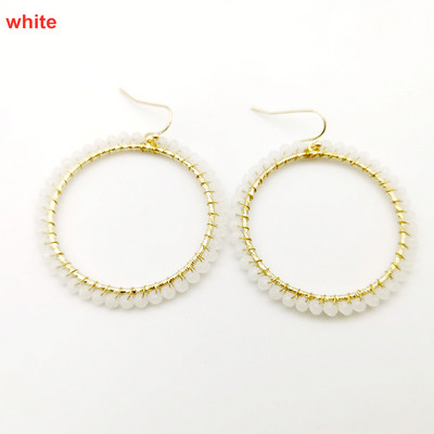 „Wgoud Bohemian“ rankų darbo karoliukai, apvalūs, ašariniai lašai, auskarai moterims „Femme Fashion“ stiklo karoliukai, austi geometriniai kabantys auskarai, dovana