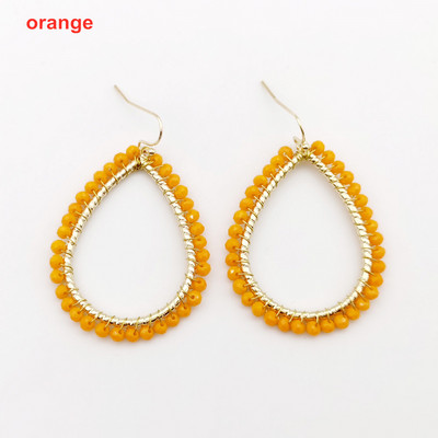 „Wgoud Bohemian“ rankų darbo karoliukai, apvalūs, ašariniai lašai, auskarai moterims „Femme Fashion“ stiklo karoliukai, austi geometriniai kabantys auskarai, dovana