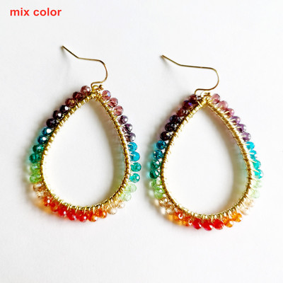 „Wgoud Bohemian“ rankų darbo karoliukai, apvalūs, ašariniai lašai, auskarai moterims „Femme Fashion“ stiklo karoliukai, austi geometriniai kabantys auskarai, dovana