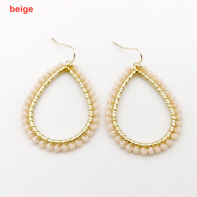 „Wgoud Bohemian“ rankų darbo karoliukai, apvalūs, ašariniai lašai, auskarai moterims „Femme Fashion“ stiklo karoliukai, austi geometriniai kabantys auskarai, dovana