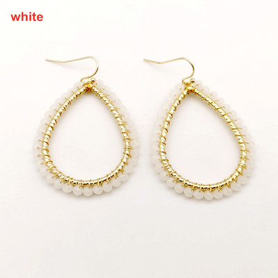 „Wgoud Bohemian“ rankų darbo karoliukai, apvalūs, ašariniai lašai, auskarai moterims „Femme Fashion“ stiklo karoliukai, austi geometriniai kabantys auskarai, dovana