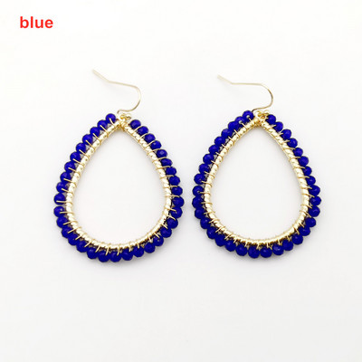 „Wgoud Bohemian“ rankų darbo karoliukai, apvalūs, ašariniai lašai, auskarai moterims „Femme Fashion“ stiklo karoliukai, austi geometriniai kabantys auskarai, dovana