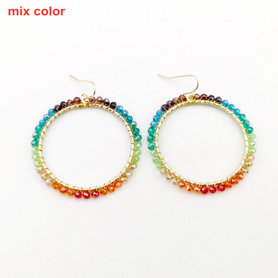 „Wgoud Bohemian“ rankų darbo karoliukai, apvalūs, ašariniai lašai, auskarai moterims „Femme Fashion“ stiklo karoliukai, austi geometriniai kabantys auskarai, dovana