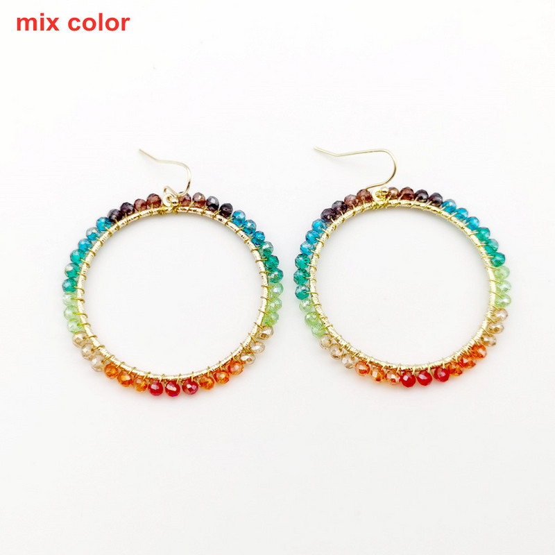 „Wgoud Bohemian“ rankų darbo karoliukai, apvalūs, ašariniai lašai, auskarai moterims „Femme Fashion“ stiklo karoliukai, austi geometriniai kabantys auskarai, dovana