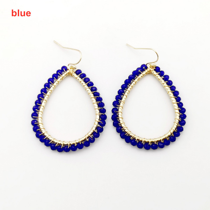 „Wgoud Bohemian“ rankų darbo karoliukai, apvalūs, ašariniai lašai, auskarai moterims „Femme Fashion“ stiklo karoliukai, austi geometriniai kabantys auskarai, dovana