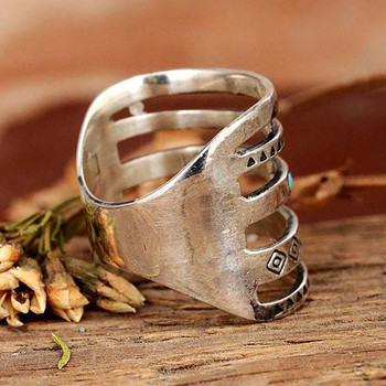 Пръстен с бохемски камък, инкрустиран на ставите на пръстите на пръстите за жени, античен гравиран геометричен модел, женско парти, сватбен пръстен, подарък