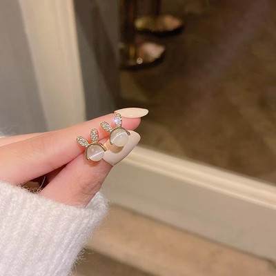 Kūrybiški raudono klevo lapo cirkonio auskarai moterims Mieli gyvūnai triušis katė kalnų krištolo auskarai mergaičių Kalėdų vakarėlio papuošalai