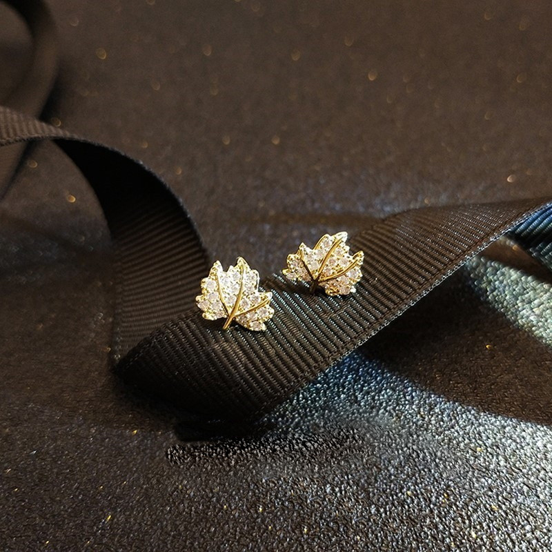 Kūrybiški raudono klevo lapo cirkonio auskarai moterims Mieli gyvūnai triušis katė kalnų krištolo auskarai mergaičių Kalėdų vakarėlio papuošalai