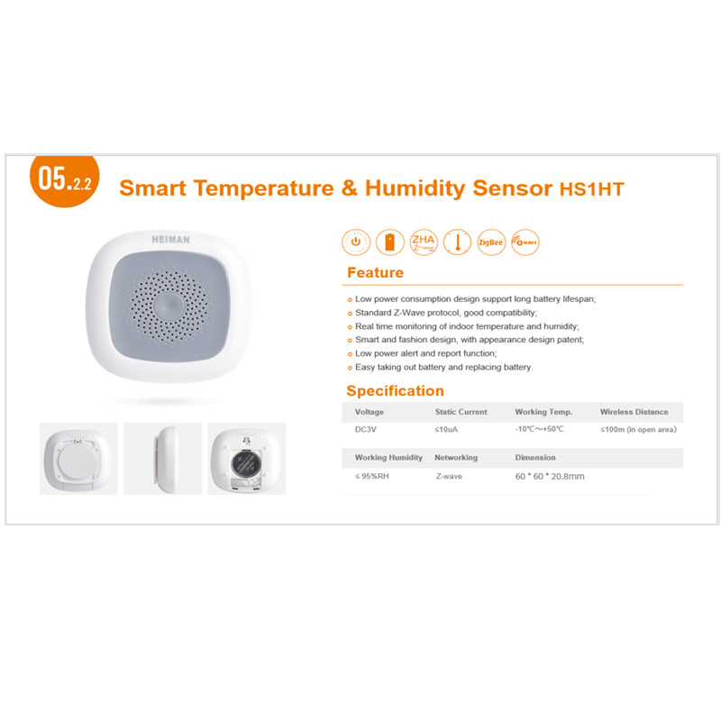 Heiman Zigbee3.0 temperatūros drėgmės detektorius, suderinamas su Zigbee Smart Gateway Hub