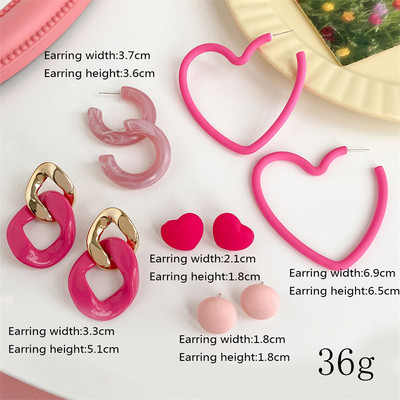 5 perechi/set coreeană de modă rășină acrilic verde urs stea pandantiv cercei pentru femei inimă geometrică cercei seturi bijuterii la modă