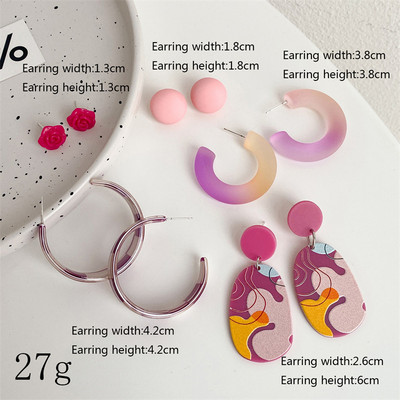 5 perechi/set coreeană de modă rășină acrilic verde urs stea pandantiv cercei pentru femei inimă geometrică cercei seturi bijuterii la modă