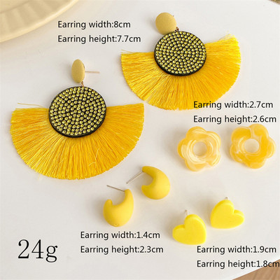 5 perechi/set coreeană de modă rășină acrilic verde urs stea pandantiv cercei pentru femei inimă geometrică cercei seturi bijuterii la modă