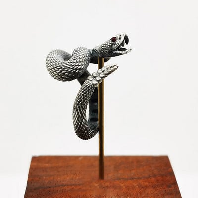 Dominuojantis senovinis sidabro spalvos gyvatės žiedas vyrui gyvatė Rankų darbo vyriškas žiedas Nacionalinis potvynis karoliai pakabukas papuošalų priedai