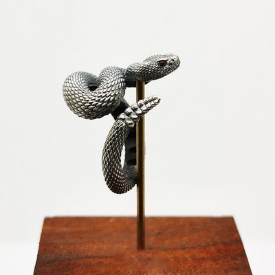 Dominuojantis senovinis sidabro spalvos gyvatės žiedas vyrui gyvatė Rankų darbo vyriškas žiedas Nacionalinis potvynis karoliai pakabukas papuošalų priedai