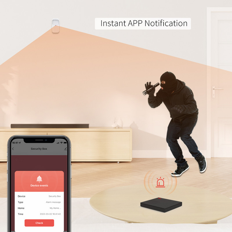 Ostaniot WiFi Smart Security Box Ultra-tanko zvono na vratima 433Mhz Tuya bežični kućni protuprovalni alarmni sustav APP Daljinski upravljač
