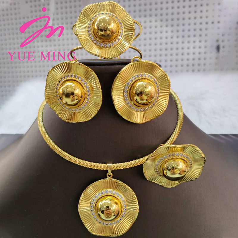 Dubajaus aukso spalvos papuošalai, moteriški afrikietiški karoliai, auskarai, apyrankės, žiedai, rinkinys, Nigerijos vestuviniai papuošalai, afrikietiški vestuvių aksesuarai