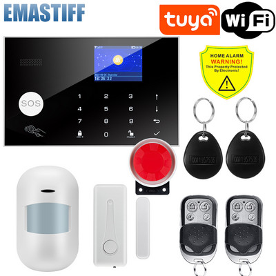 Sistem de alarmă Tuya WIFI pentru acasă Detector de fir fără fir Securitate Antifurt Smart Home Control APP cu senzor de mișcare PIR fără fir