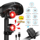 Dviračio galinio žibinto įsilaužimo signalizacija, stabdžių jutimo lemputė, belaidis nuotolinio valdymo pultas, vandeniui atsparus dviračio galinis šviesos signalas