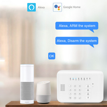 Tuya Smart WIFI GSM Домашна охранителна алармена система работи с Alexa Google Arm Disarm Гласова команда PIR Детектор за дим на вратата SOS