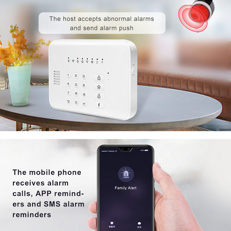 Tuya Smart WIFI GSM namų apsaugos signalizacijos sistema veikia su Alexa Google Arm Išjungti balso komandą PIR durų dūmų detektorius SOS