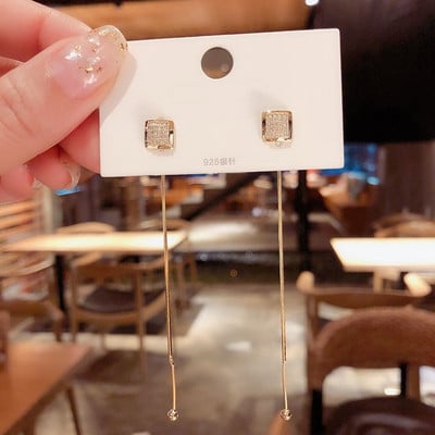 2021 m. madingi Korėjos krištolo žvaigždės mėnulio kabantys auskarai moterims, išskirtinės gėlės, ilgi kutais auskarai mergaičių vakarėliui papuošalų dovanos