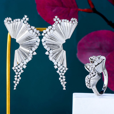 GODKI nauji madingi prabangūs 2 vnt karolių auskarų rinkiniai papuošalų rinkinys moterims vestuvių vakarėliui, pilnai cirkonio Dubajaus vestuvinių papuošalų rinkiniai