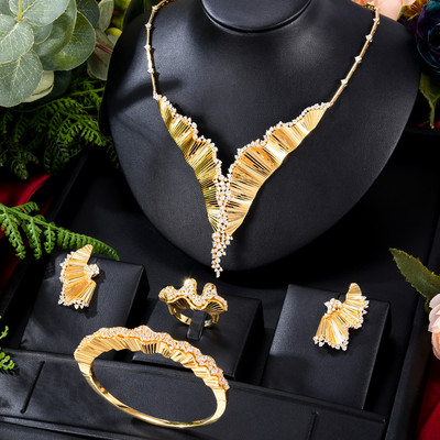 GODKI nauji madingi prabangūs 2 vnt karolių auskarų rinkiniai papuošalų rinkinys moterims vestuvių vakarėliui, pilnai cirkonio Dubajaus vestuvinių papuošalų rinkiniai