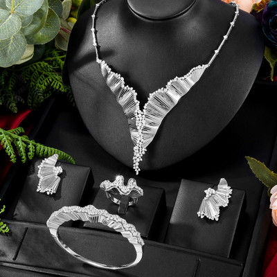 GODKI nauji madingi prabangūs 2 vnt karolių auskarų rinkiniai papuošalų rinkinys moterims vestuvių vakarėliui, pilnai cirkonio Dubajaus vestuvinių papuošalų rinkiniai