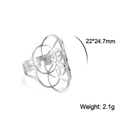 Unift geometrinis gyvybės gėlių žiedas, reguliuojamas nerūdijančio plieno žiedas vyrams, moteriški aksesuarai, vintažiniai filigraniniai vikingų papuošalai, dovana
