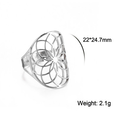 Unift geometrinis gyvybės gėlių žiedas, reguliuojamas nerūdijančio plieno žiedas vyrams, moteriški aksesuarai, vintažiniai filigraniniai vikingų papuošalai, dovana