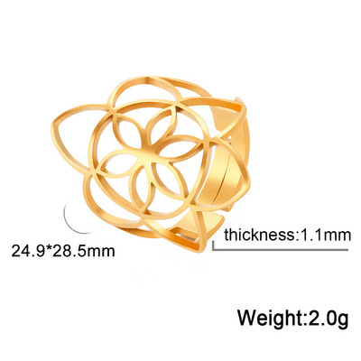 Unift geometrinis gyvybės gėlių žiedas, reguliuojamas nerūdijančio plieno žiedas vyrams, moteriški aksesuarai, vintažiniai filigraniniai vikingų papuošalai, dovana