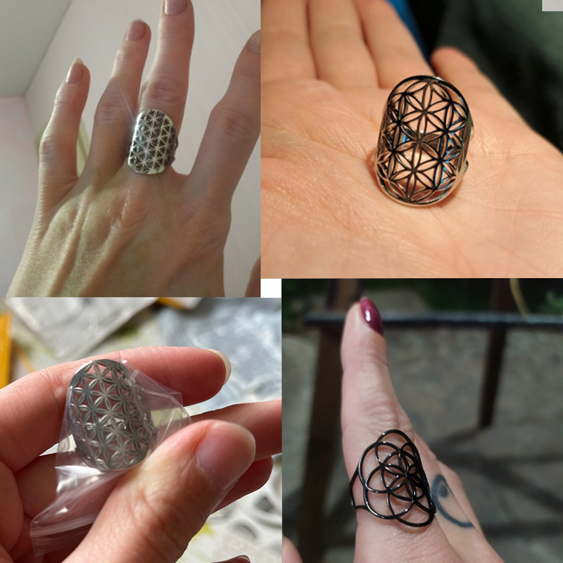 Unift geometrinis gyvybės gėlių žiedas, reguliuojamas nerūdijančio plieno žiedas vyrams, moteriški aksesuarai, vintažiniai filigraniniai vikingų papuošalai, dovana