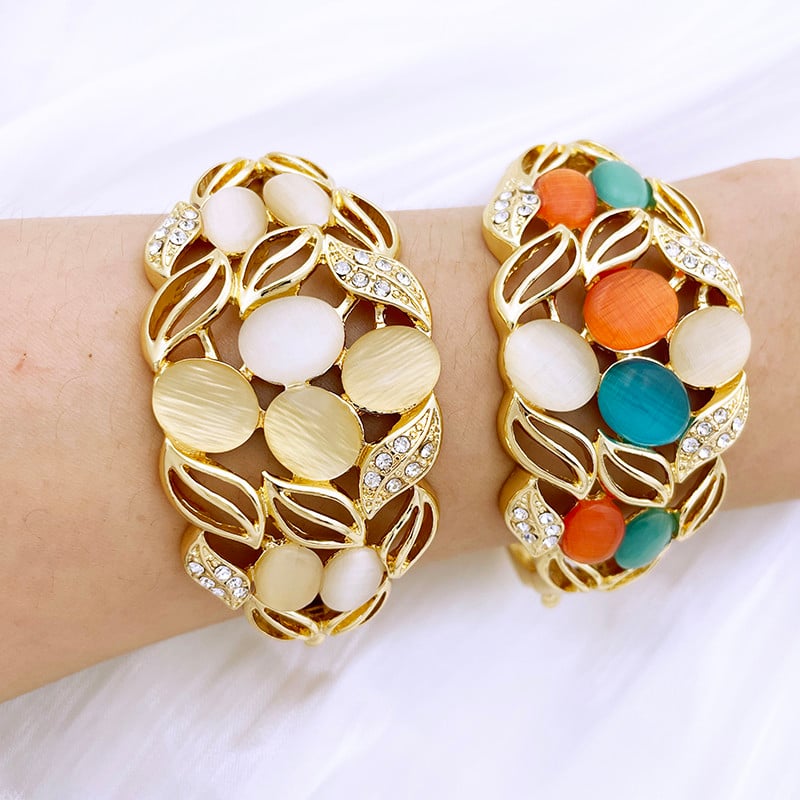 Madingi paauksuoti opaliniai papuošalų rinkiniai moterims karolių rinkinys auskarai žavinga apyrankė nuotakos vestuviniai papuošalai