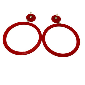 KUGUYS Класическа бяла, червена, черна кръгла обеца с капка за жени Акрилни геометрични модни прости големи аксесоари за бижута