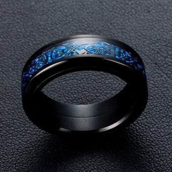 Ανδρικά δαχτυλίδια από ανοξείδωτο ατσάλι με μοτίβο μαύρου δράκου 2022 Δώρο με κοσμήματα γαμήλιας μπάντας Vintage Αντρικά δαχτυλίδια από ανθρακονήματα