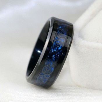 2022 модни черни драконови пръстени от неръждаема стомана за мъже Сватбена лента Бижута Подарък Ретро мъжки пръстени от въглеродни влакна