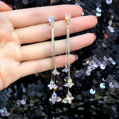 Korejske sjajne leptir kristalne naušnice Bijoux duge viseće naušnice s resicama za žene Statement naušnice Nakit za zabave Pokloni