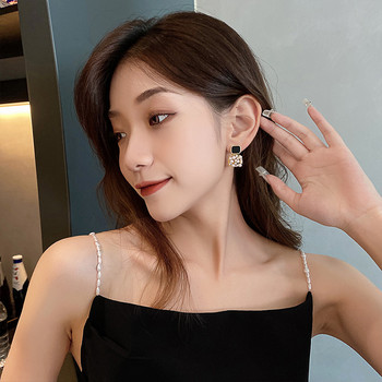 Френски ретро черни квадратни перлени циркониеви висулки Обеци за жени 2021 г. Корейски модни бижута Неоготически момичета Секси аксесоари